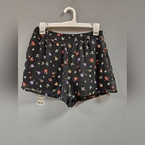 Black Floral Lightweight Silky shorts